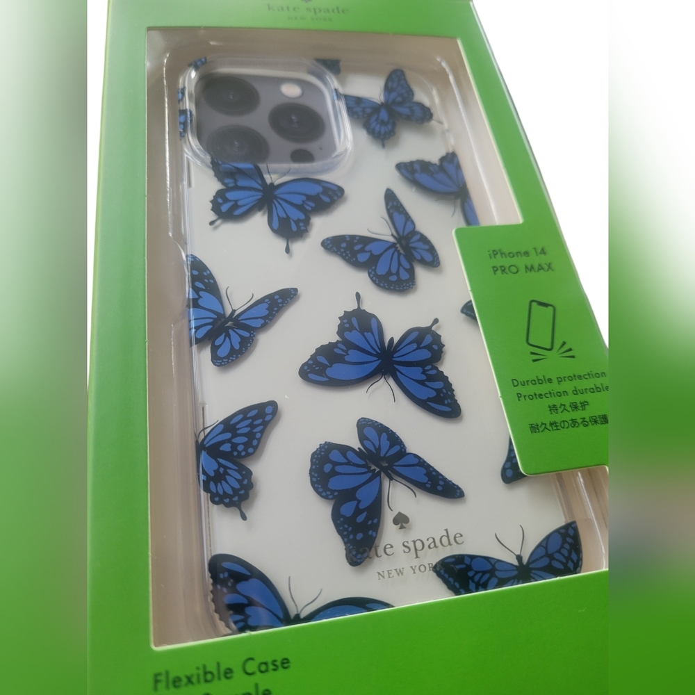 KATE SPADE Butterfly Sky iPhone 14 PRO MAX Clear Phone Case. - Picture 2 of 2